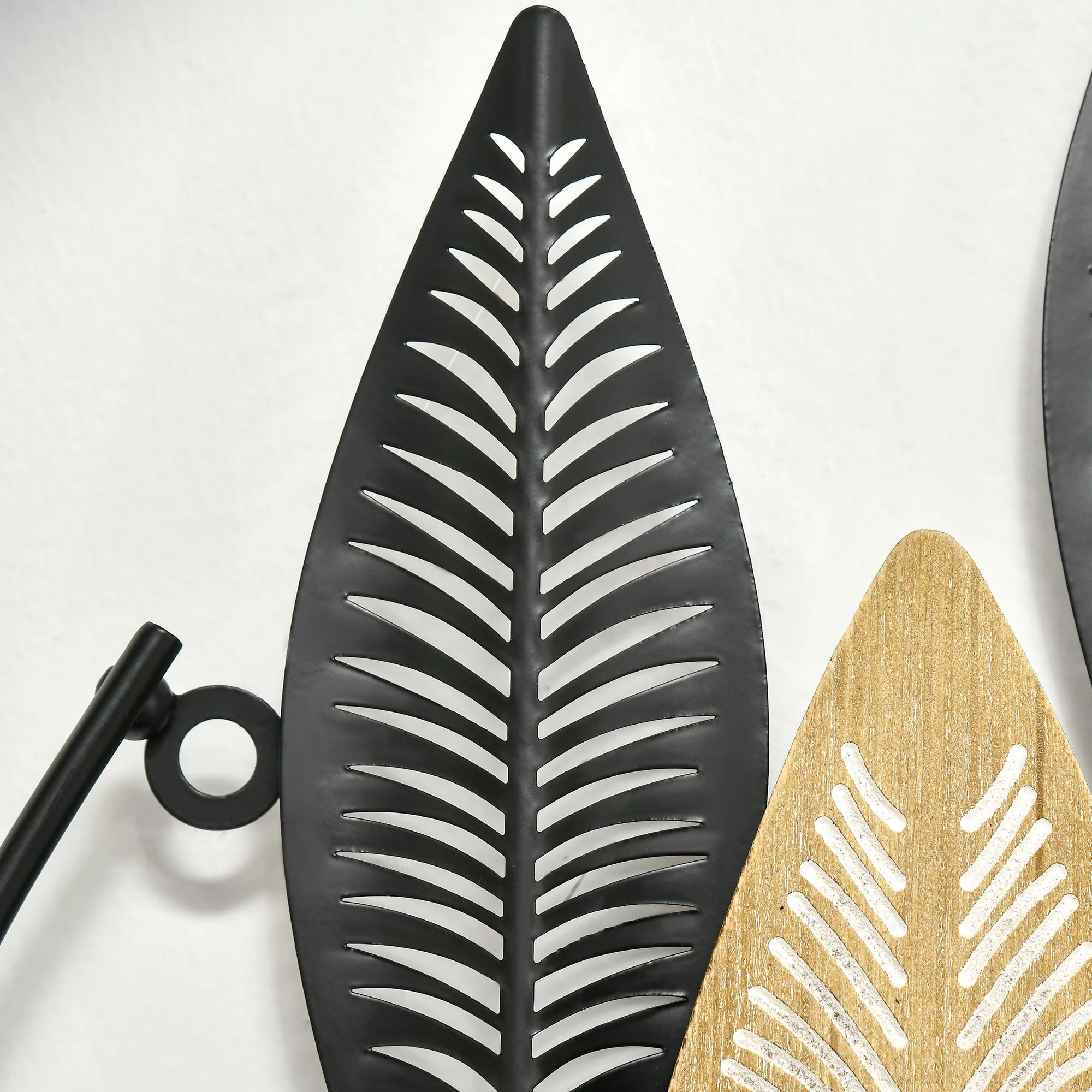 3D Wall Art 2-Set Leaves Decoration, Modern Metal Black and Natural - Image 7