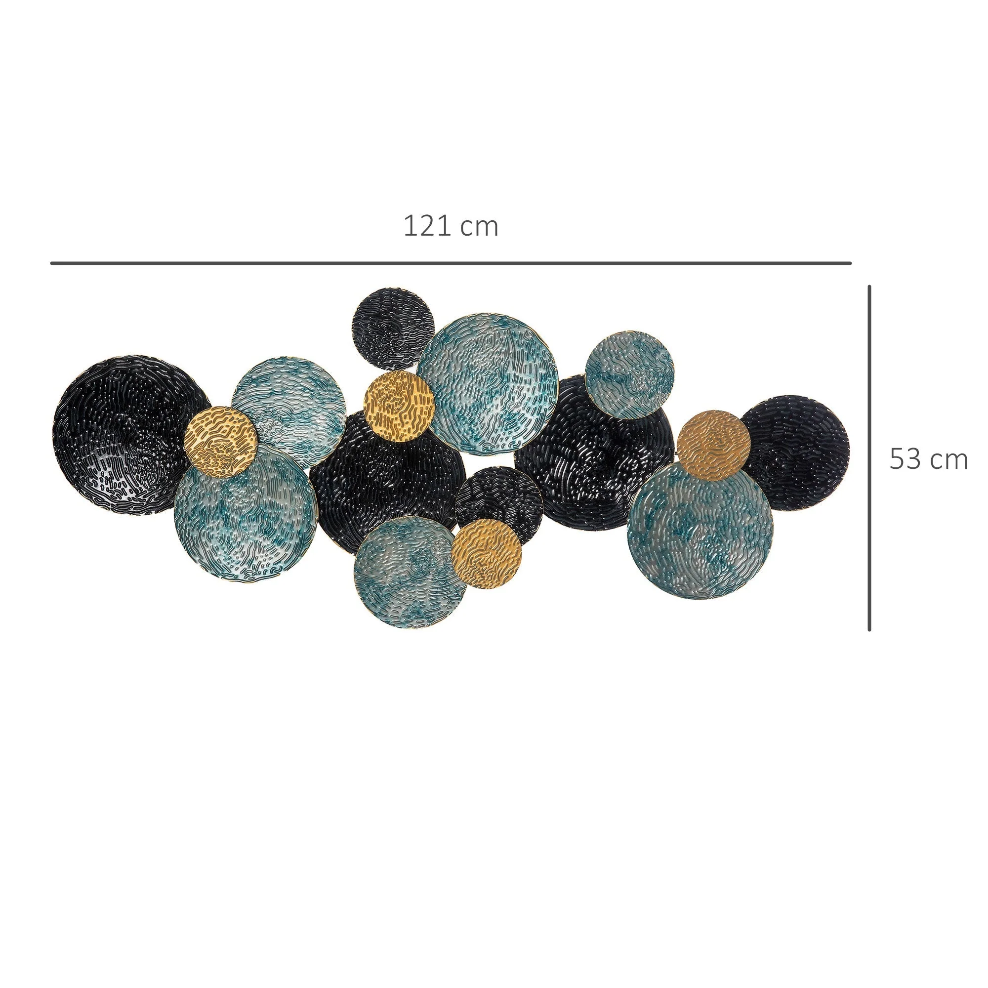 3D Wall Art, Modern Sculpture, 121x53cm, Gold Black Blue Metal - Image 3