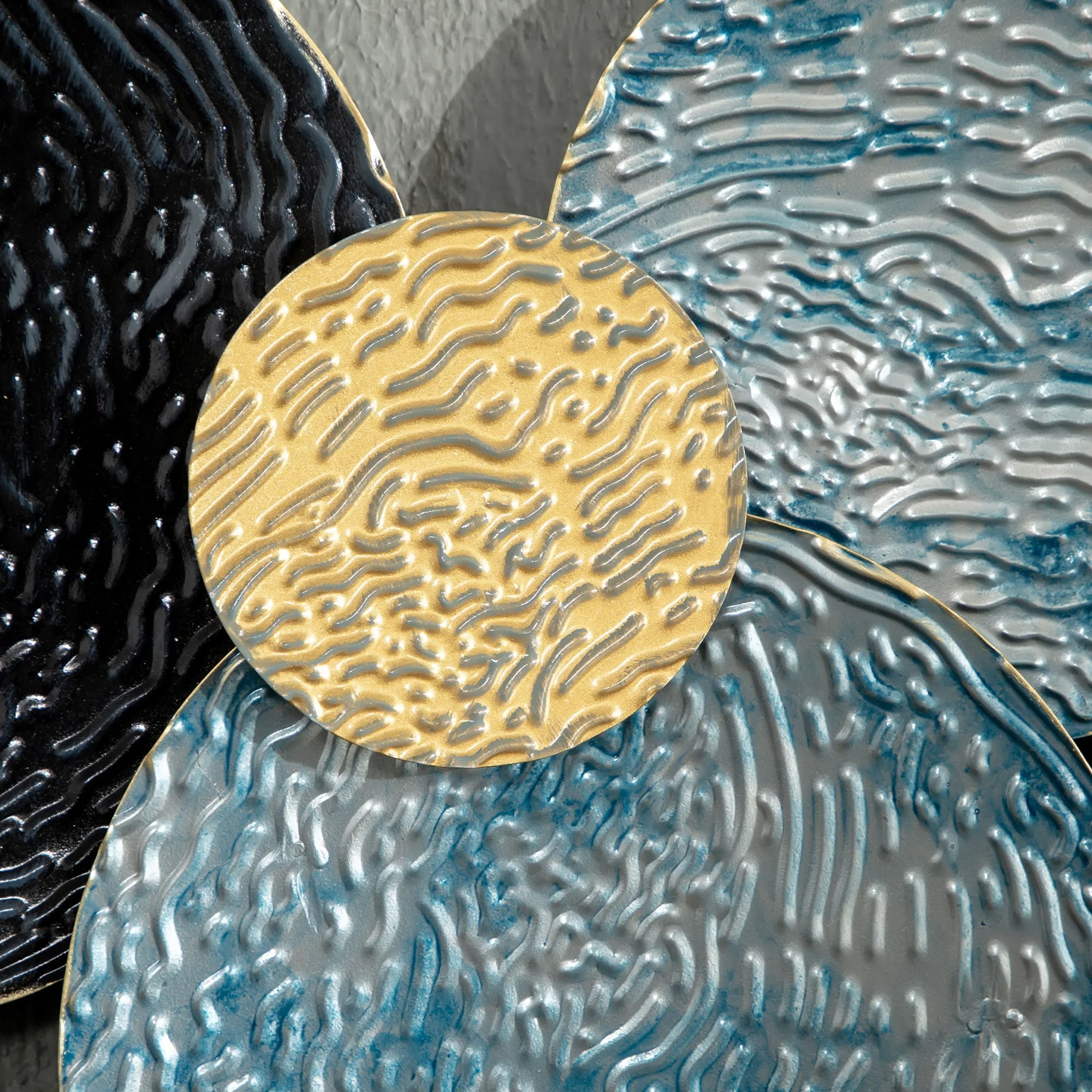 3D Wall Art, Modern Sculpture, 121x53cm, Gold Black Blue Metal - Image 8