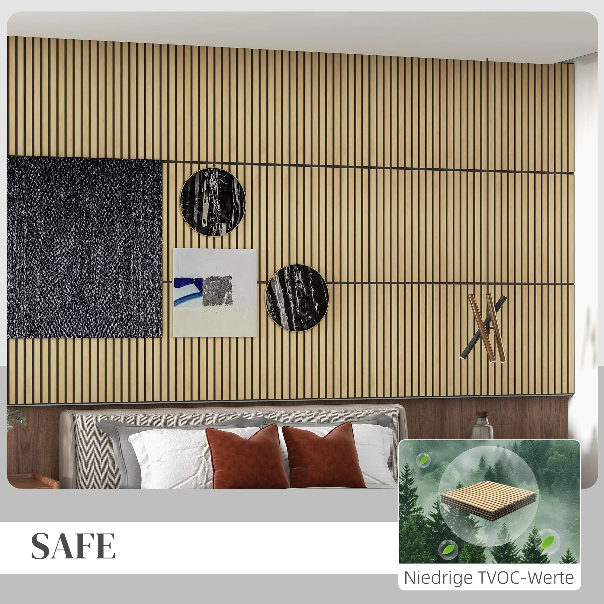 Acoustic Panels, 4pc 60x60cm 3D Wall Panels, Oak - Image 6
