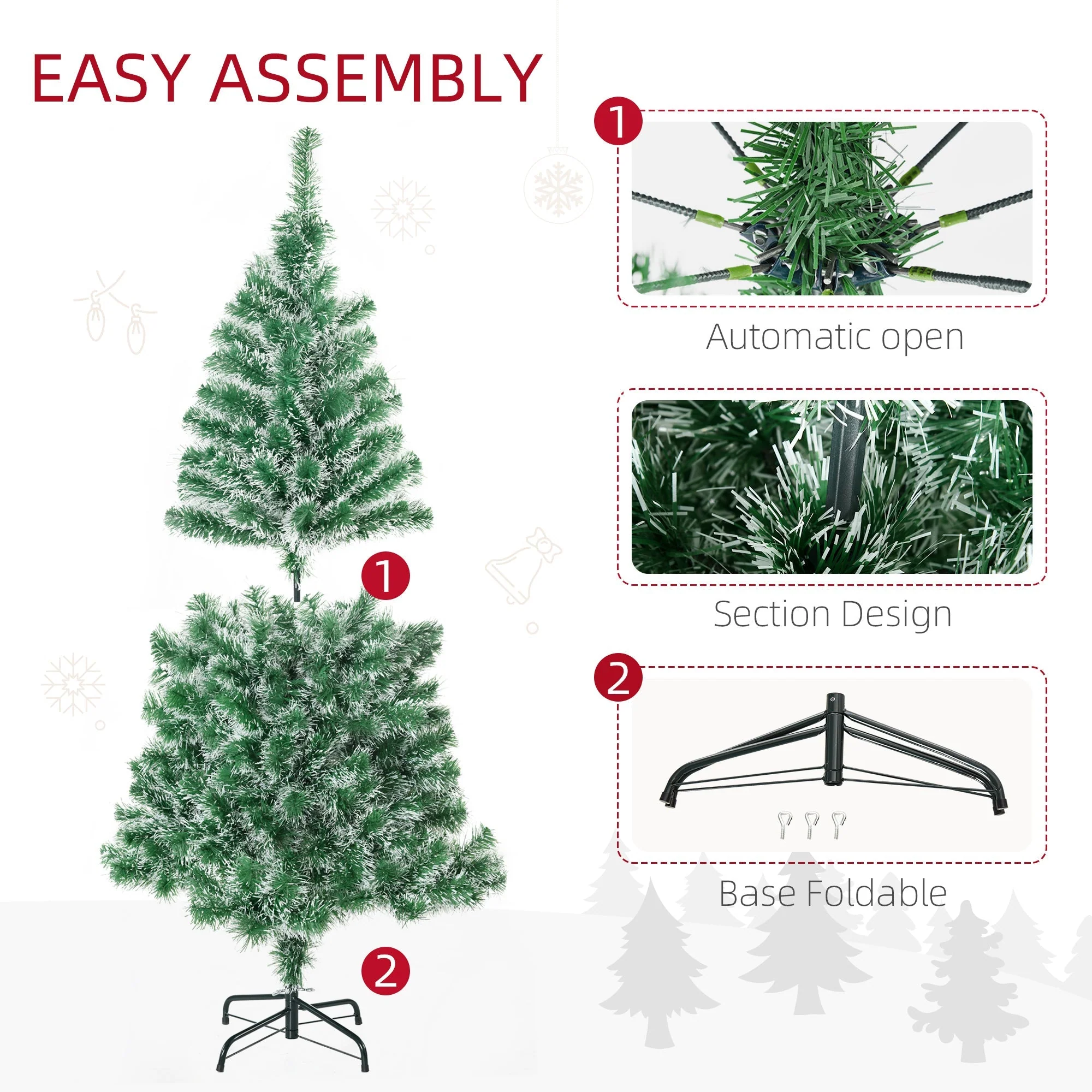 Artificial Christmas Tree, 1.5M, 416 Branches, PET, Green - Image 6