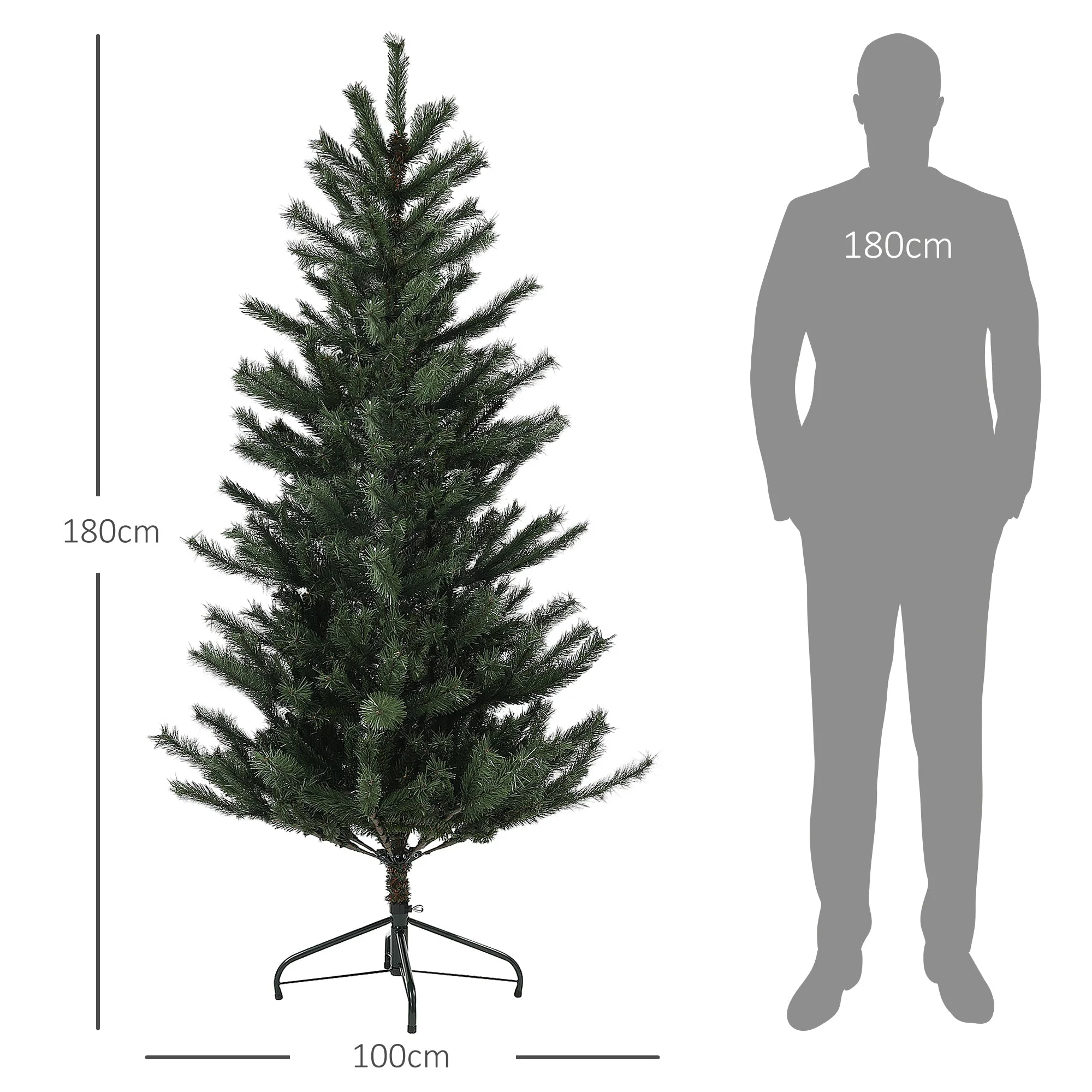 Artificial Christmas Tree, 180cm, 467 Tips, Flame Retardant, Green - Image 3