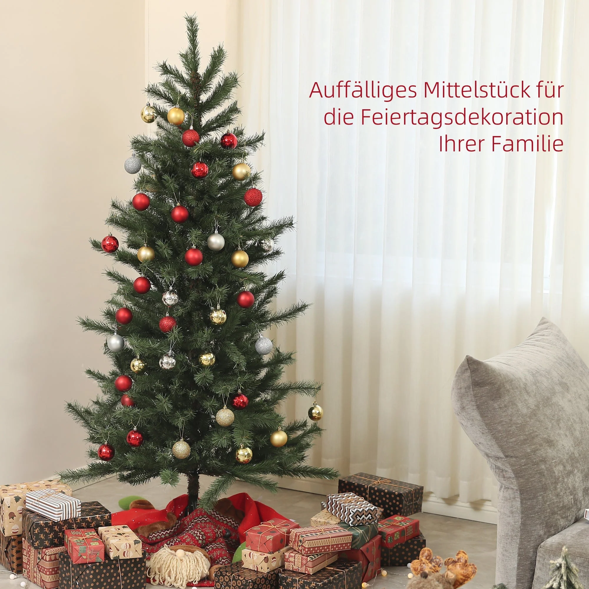 Artificial Christmas Tree, 180cm, 467 Tips, Flame Retardant, Green - Image 4