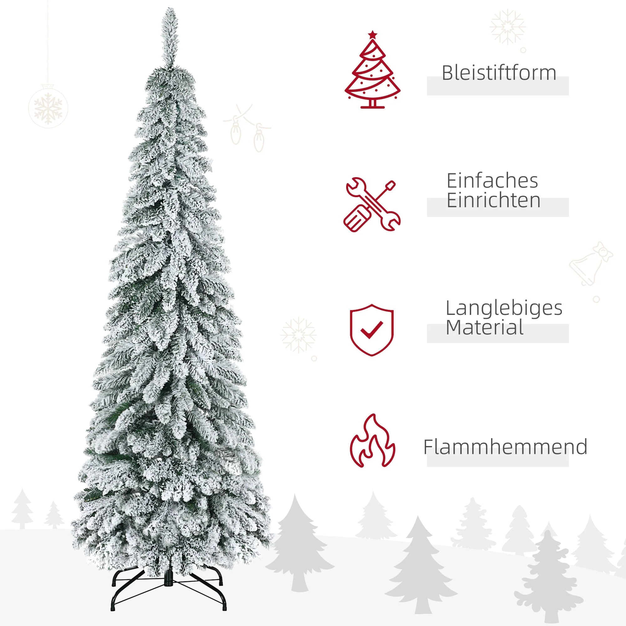 Artificial Christmas Tree with Snow and Stand, 180 cm, Green - Image 4