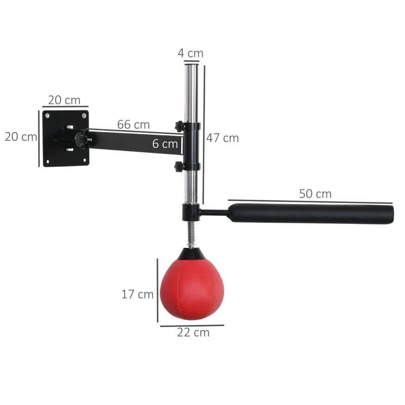 Boxing Rack, Wall Mount Foldable with Reflex Bar, Red - Image 3