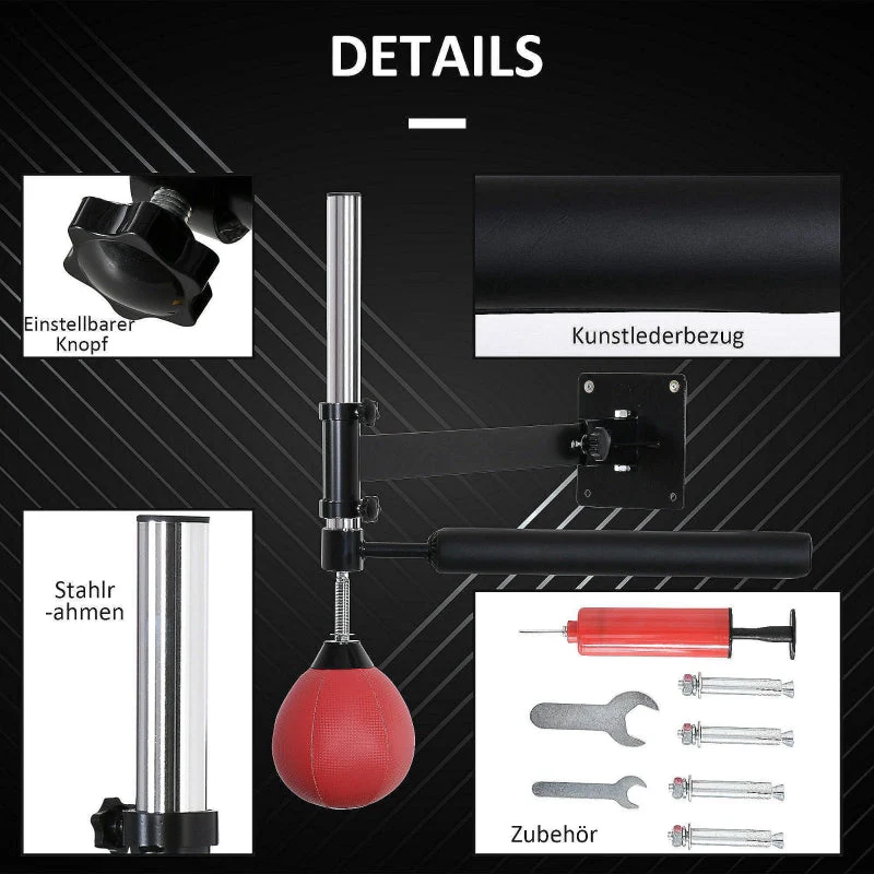 Boxing Rack, Wall Mount Foldable with Reflex Bar, Red - Image 7