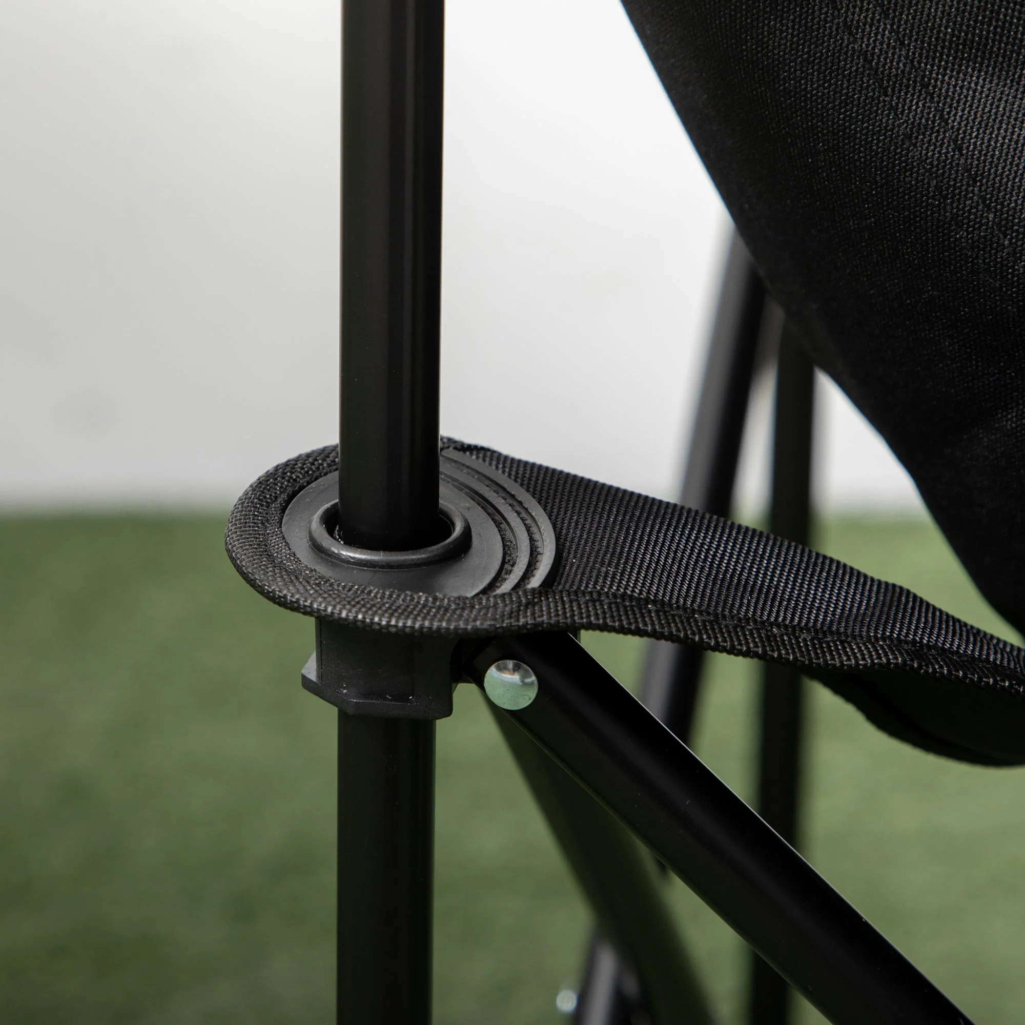Camping Chair Foldable with Side Pocket, Steel Legs, Black Oxford - Image 7
