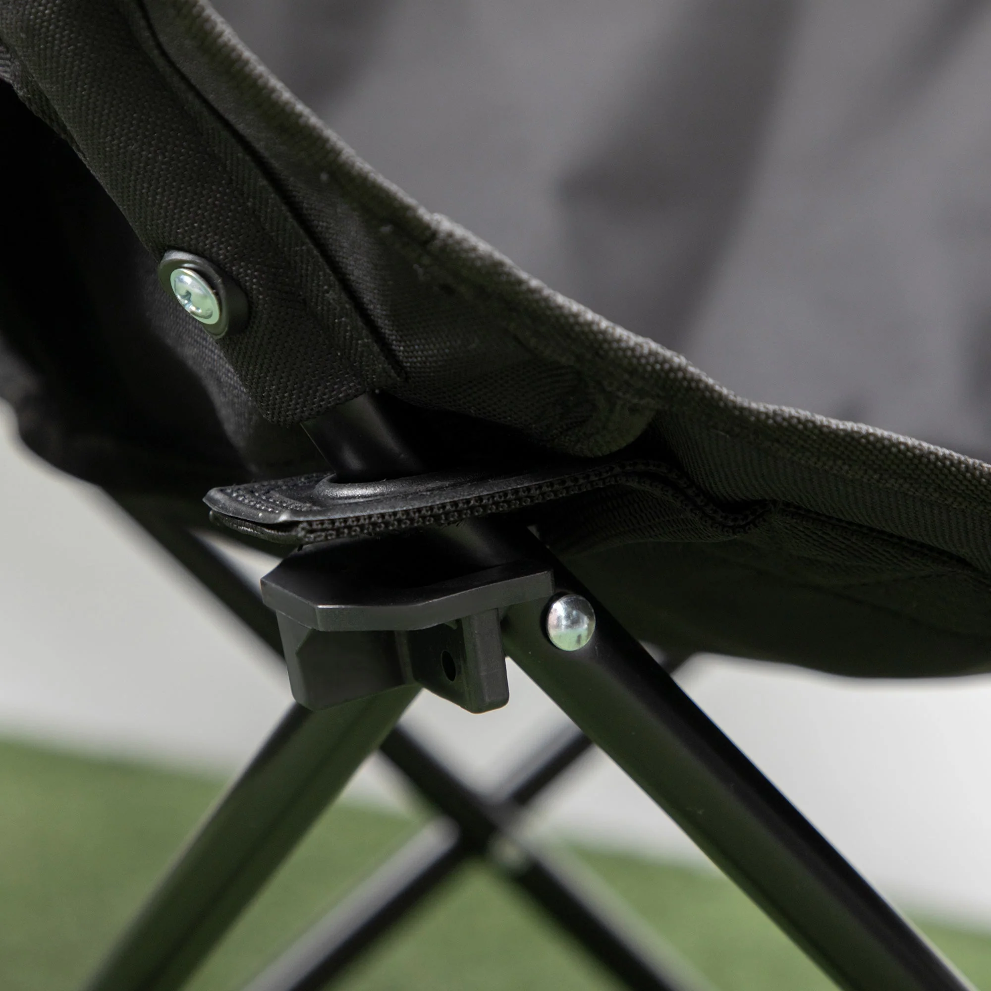 Camping Chair Foldable with Side Pocket, Steel Legs, Black Oxford - Image 8