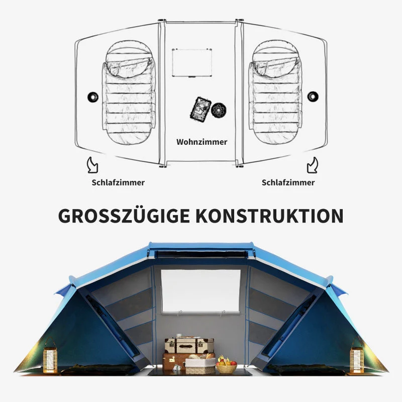 Camping Tent for 4-6 People, Lightweight, Stable, Waterproof, Blue - Image 4