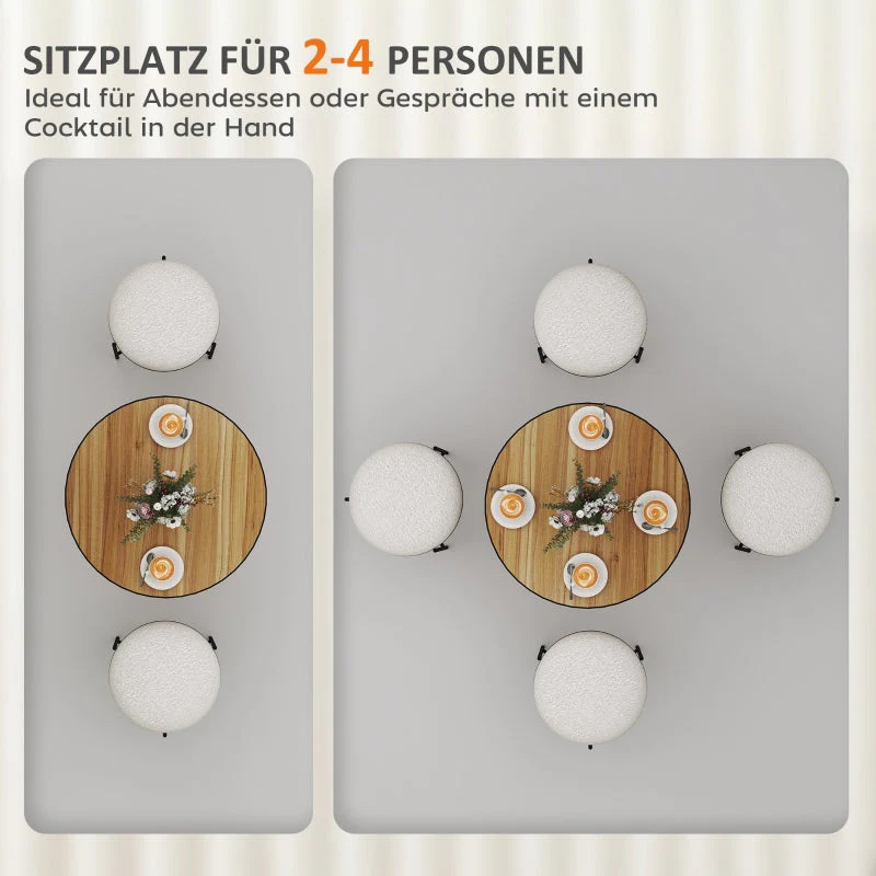 Dining Table, Round Modern Ø70 cm 4-Person, Oak - Image 4