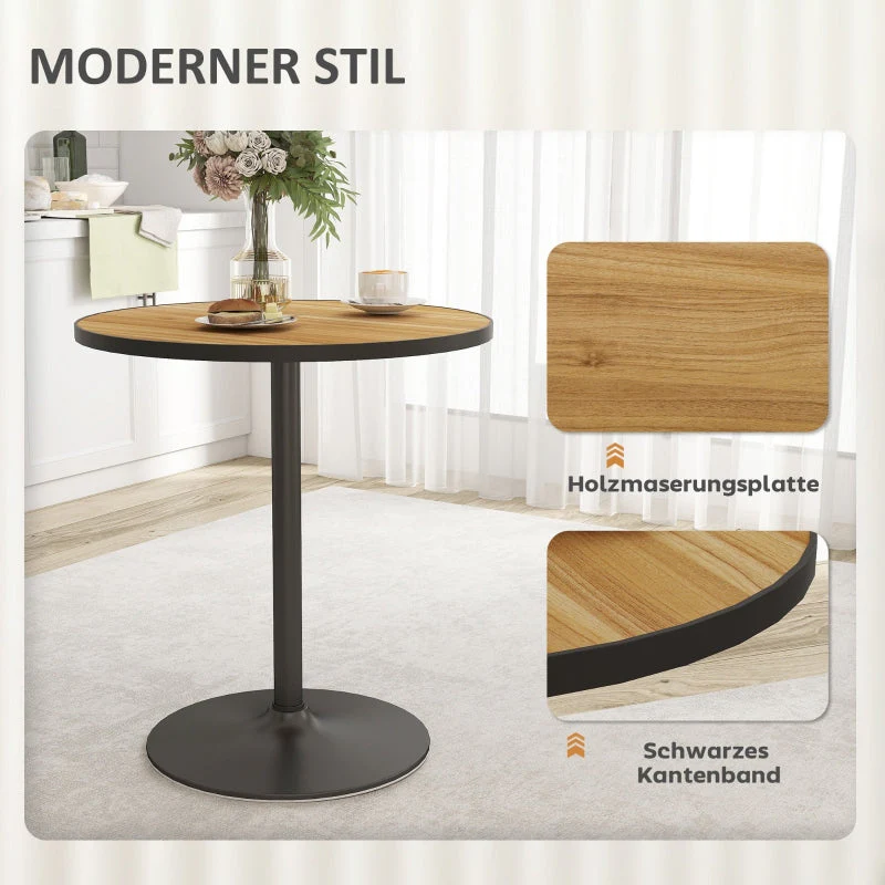 Dining Table, Round Modern Ø70 cm 4-Person, Oak - Image 5