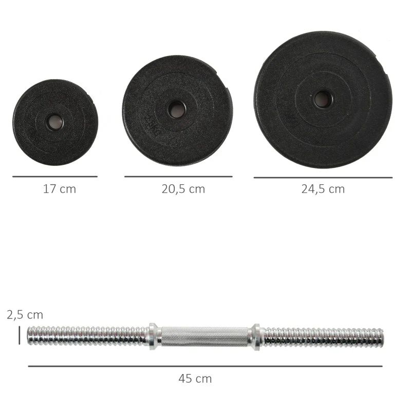 Dumbbell Set 40 kg, 12 Weight Plates, Black - Image 3