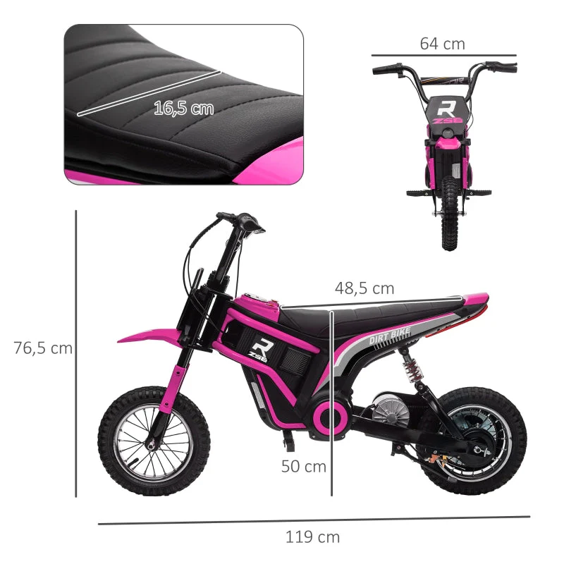 Electric Motorcycle for Kids, 24V Horn, Light, Twist-Grip Throttle, Pink - Image 3