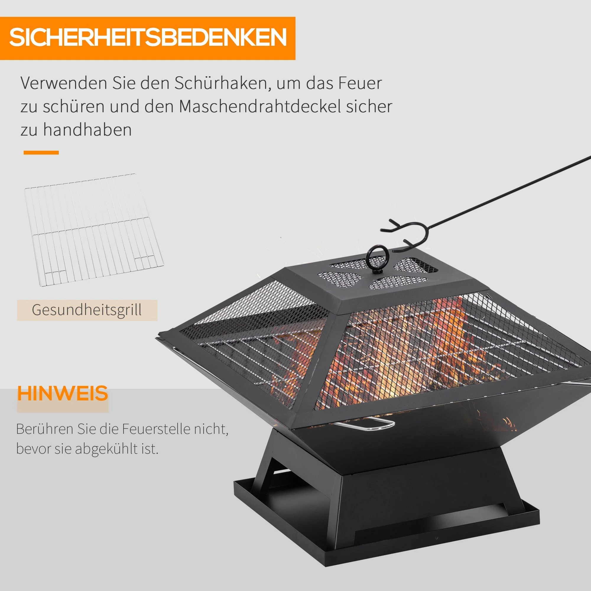 Fire Bowl Garden, Grill Grate Spark Guard, Steel Black - Image 6