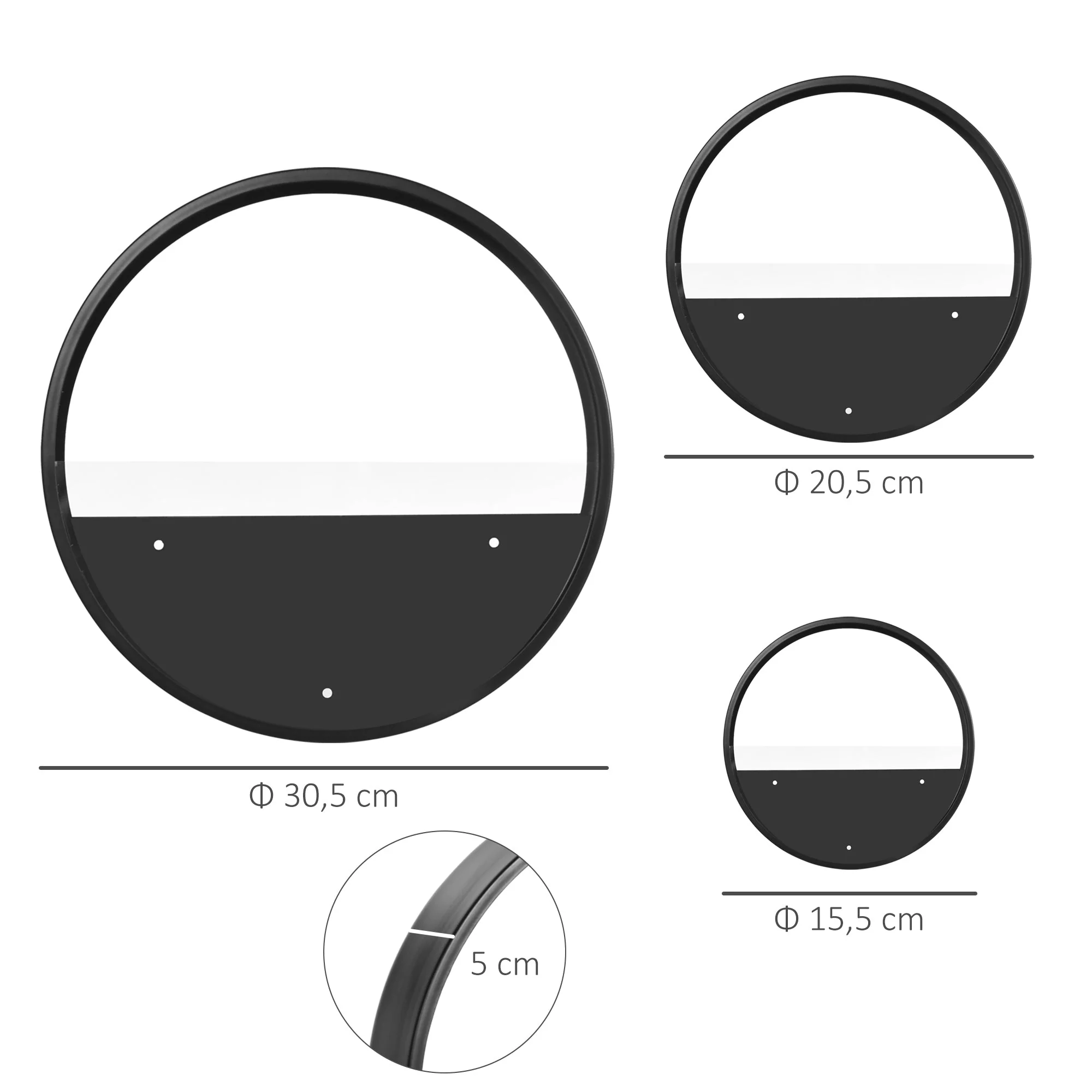 Flower Pots Set of 3 Wall Planters for Succulents & Cacti, Steel in Black - Image 3