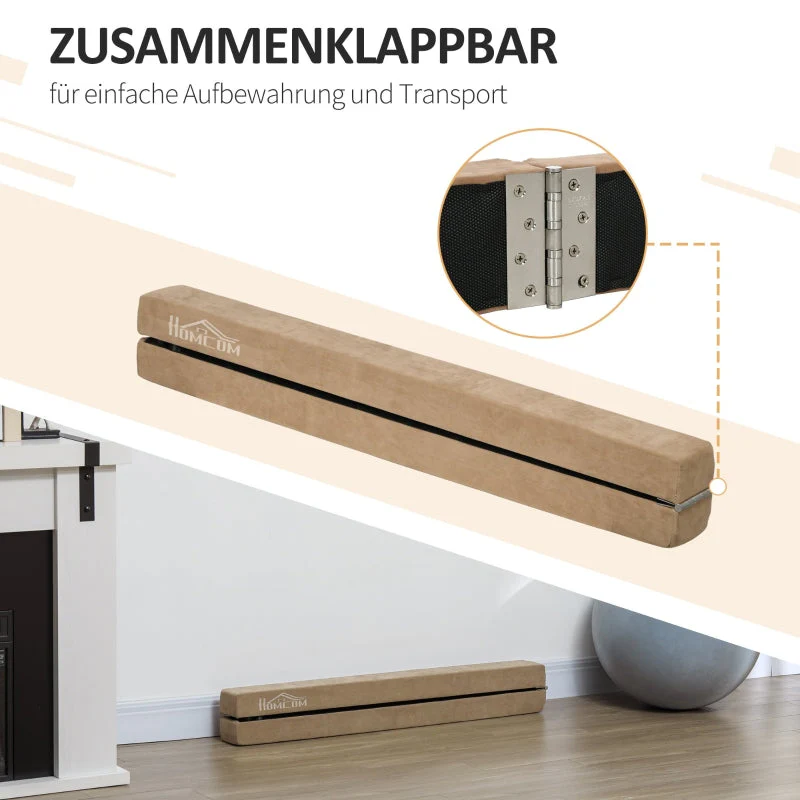 Foldable Balance Beam, Non-Slip Suede, Durable Wood, Brown - Image 5