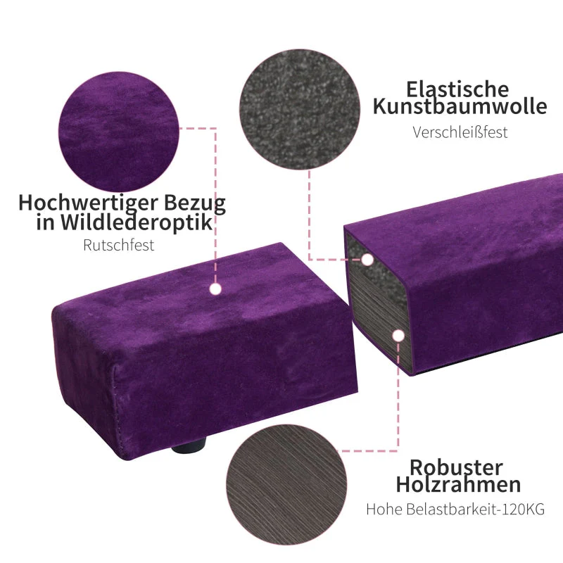 Foldable Balance Beam, Non-Slip, Suede, Purple - Image 4