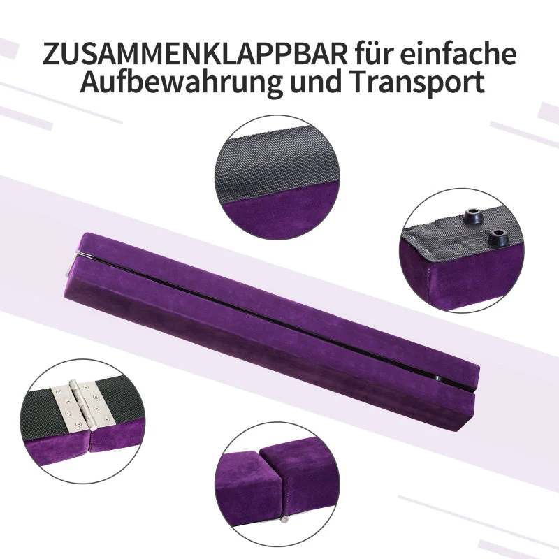 Foldable Balance Beam, Non-Slip, Suede, Purple - Image 5