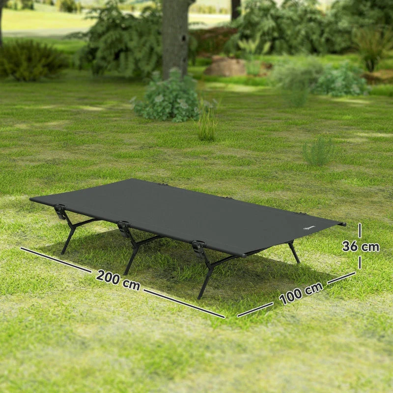Folding Camp Bed with Carrying Bag, 200x100x36 cm, 120 kg Capacity, Black - Image 4