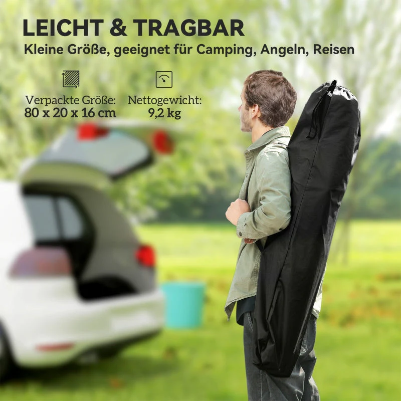 Folding Camp Bed with Carrying Bag, 200x100x36 cm, 120 kg Capacity, Black - Image 5
