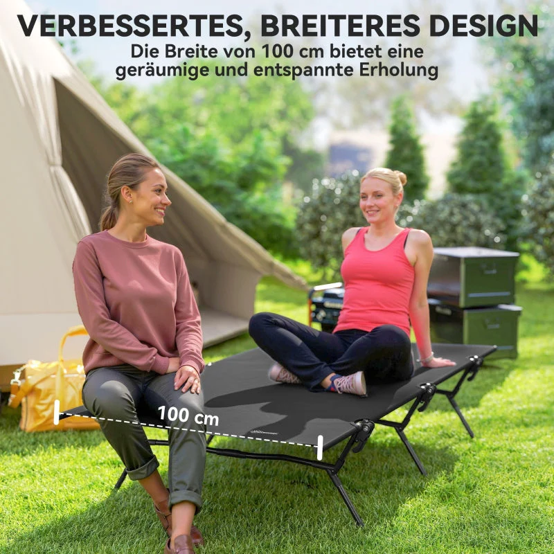 Folding Camp Bed with Carrying Bag, 200x100x36 cm, 120 kg Capacity, Black - Image 6