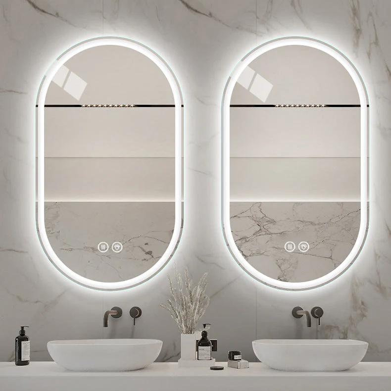 Frameless Oval Wall-Mounted Smart Mirror, Anti-Fog Touch Screen 60x90cm - Image 4