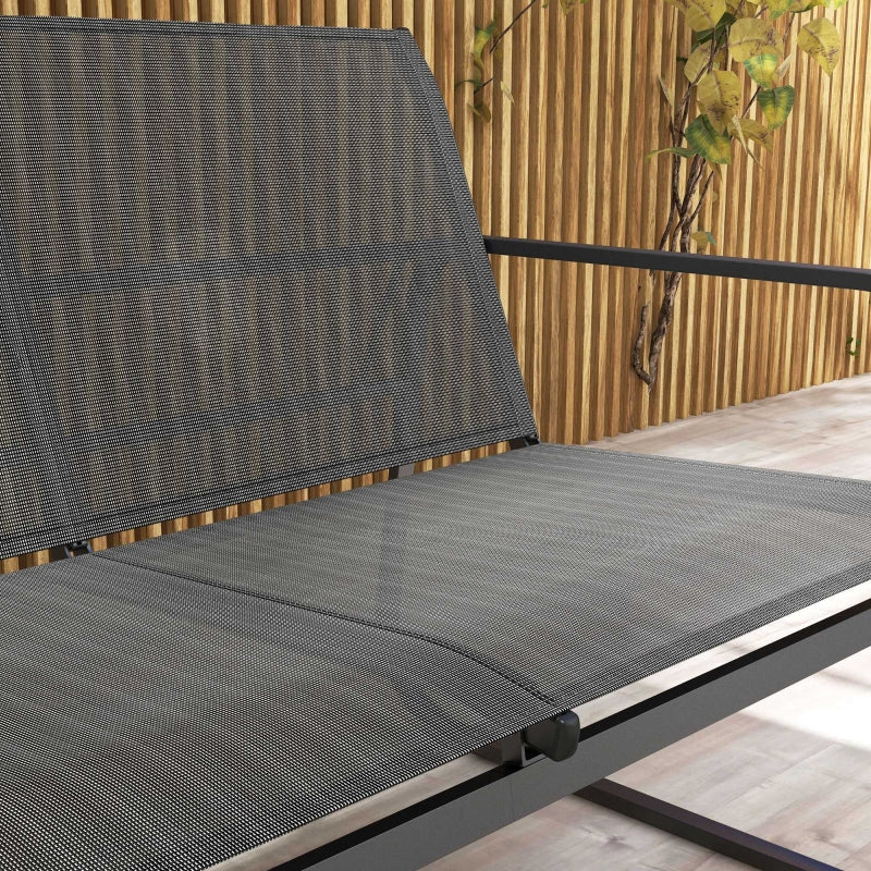 Garden Furniture Set, 4-Piece with Two-Seater, 2 Chairs & Coffee Table, Black Mesh - Image 7