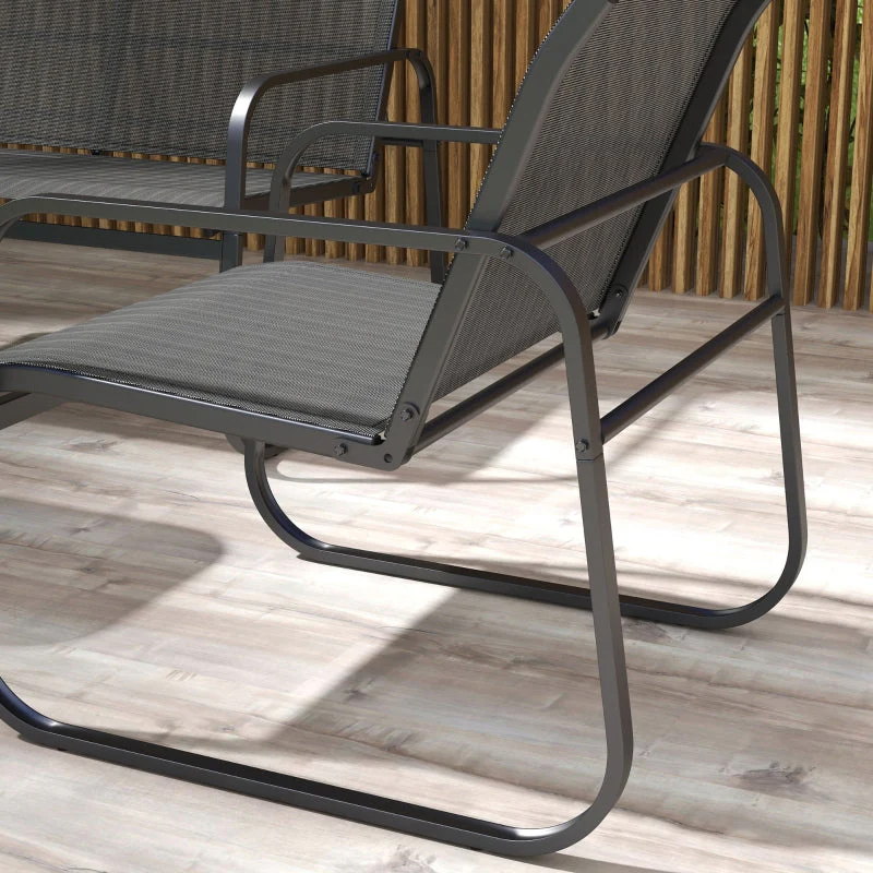 Garden Furniture Set, 4-Piece with Two-Seater, 2 Chairs & Coffee Table, Black Mesh - Image 8