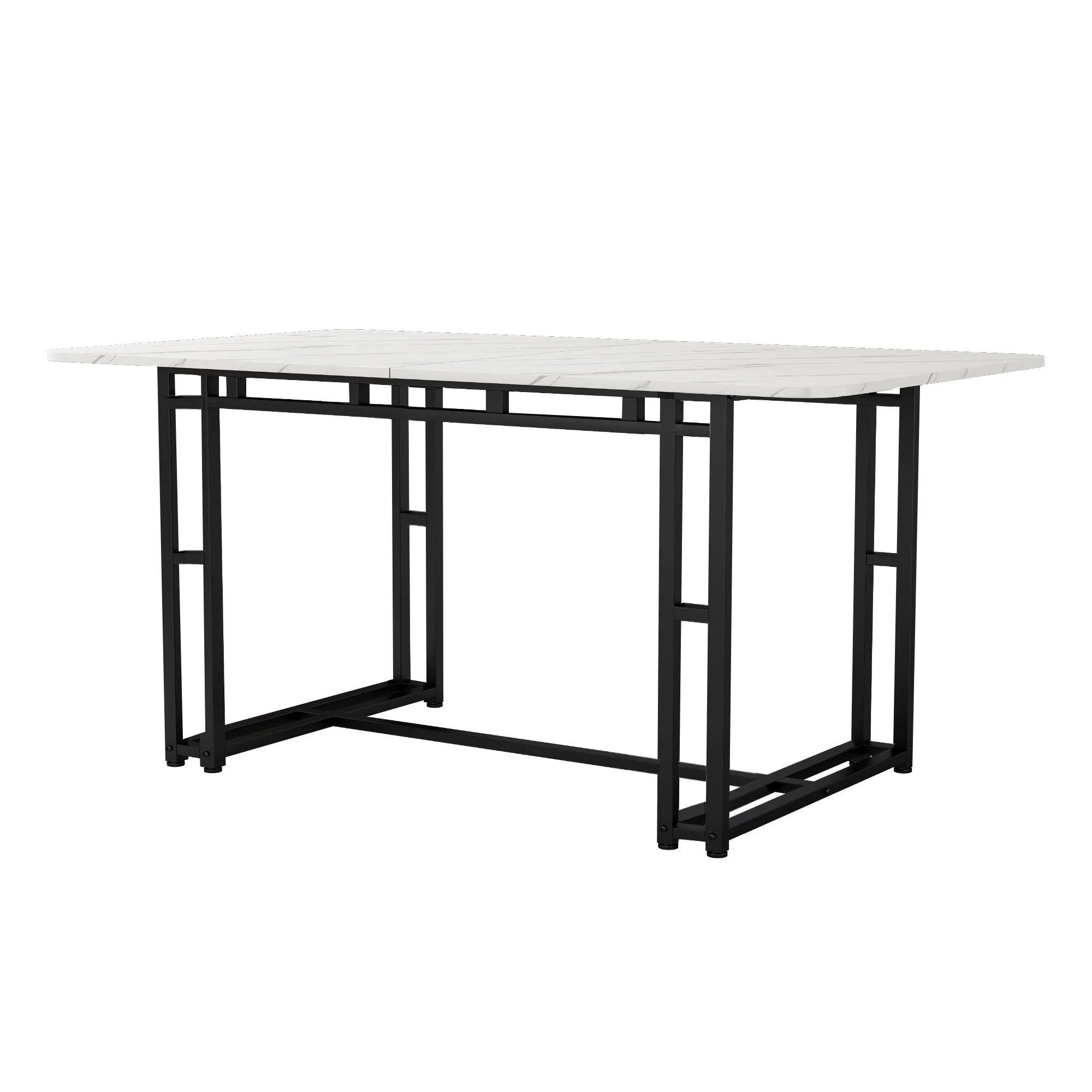 Lightweight Luxury Dining Table, 140x80cm Rectangular Metal Frame, Black - Image 6