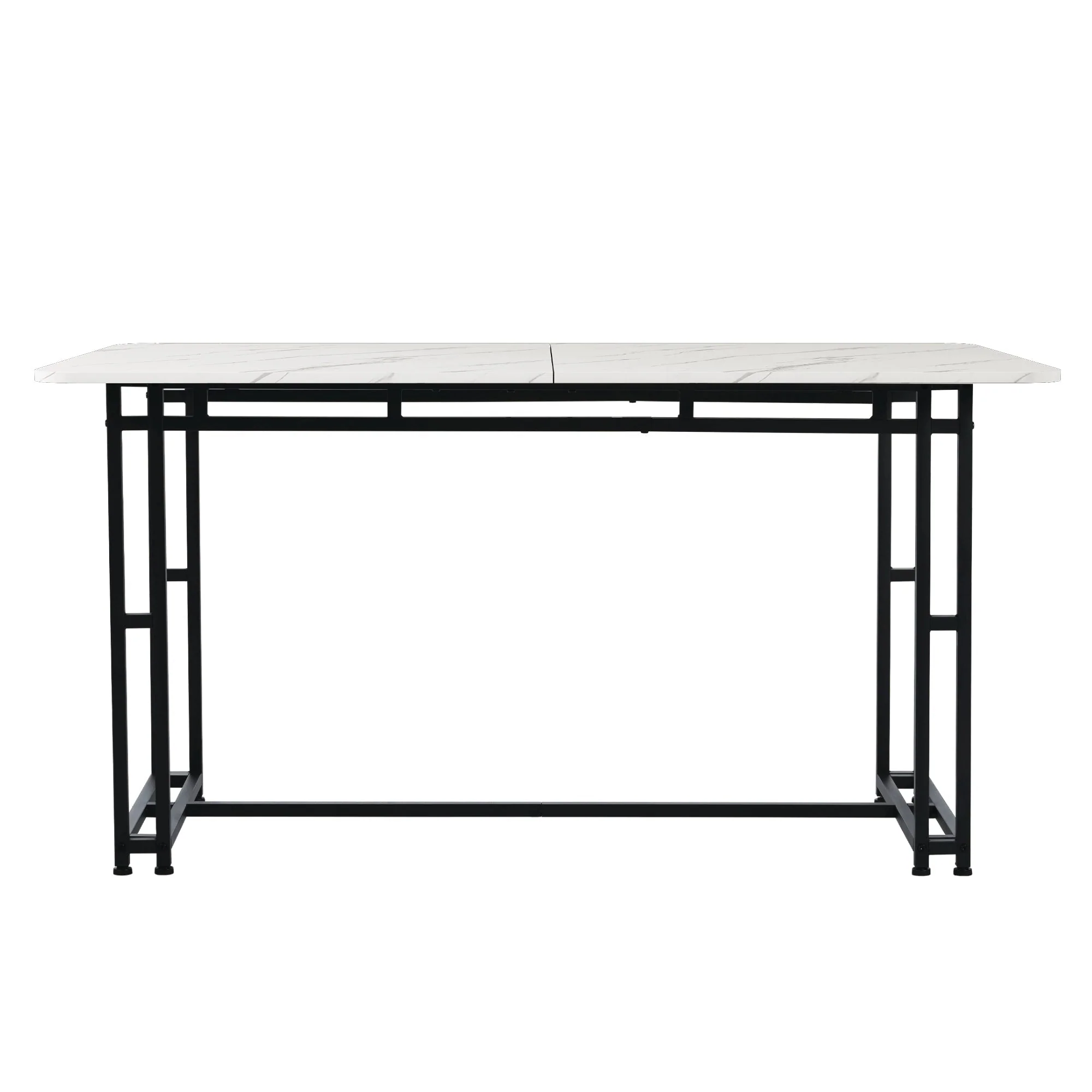Lightweight Luxury Dining Table, 140x80cm Rectangular Metal Frame, Black - Image 7