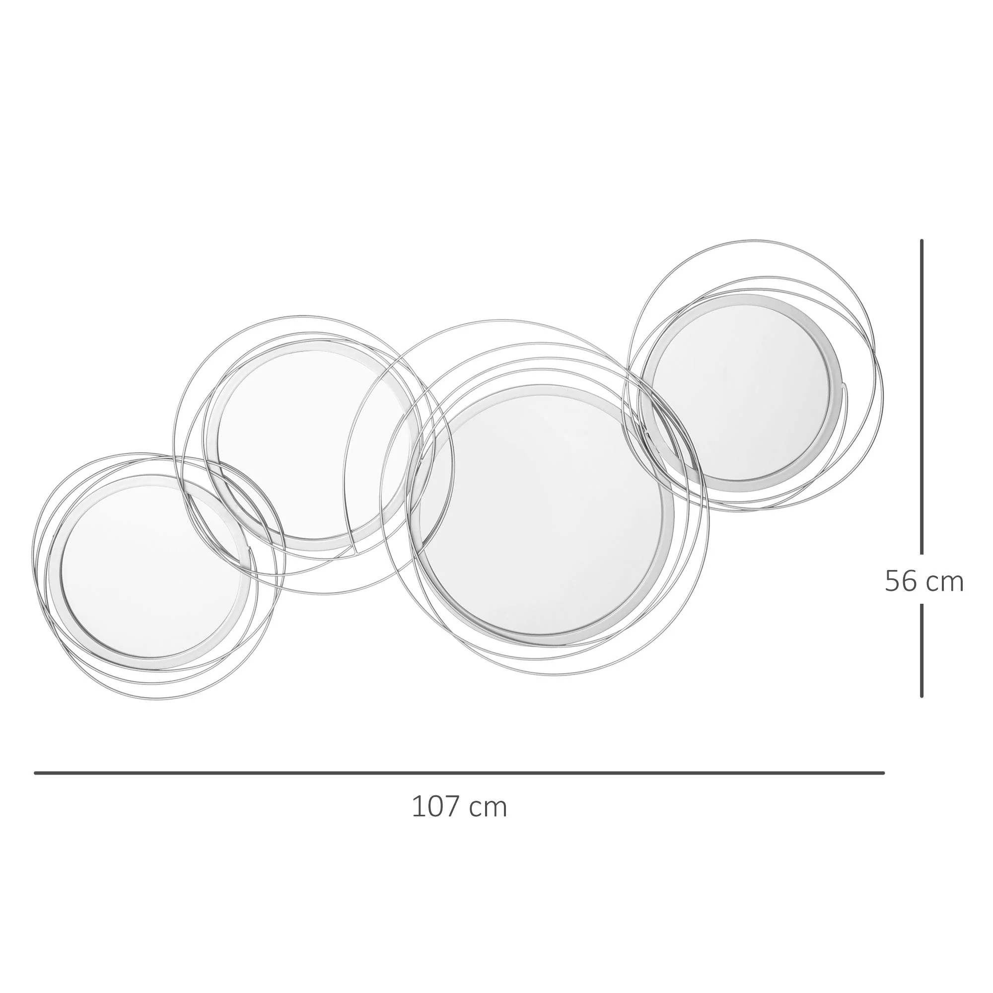 Mirrors Set, 3-Piece 4 Round Wall Decoration, Metal, Silver - Image 3
