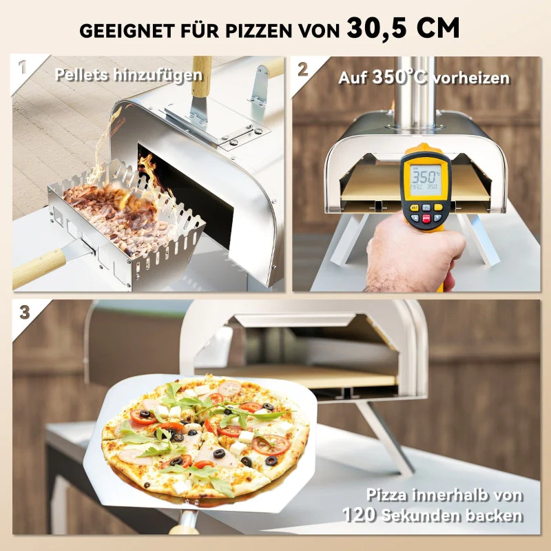 Outdoor Pizza Oven, Wood-Fired, Portable, Stainless Steel - Image 4