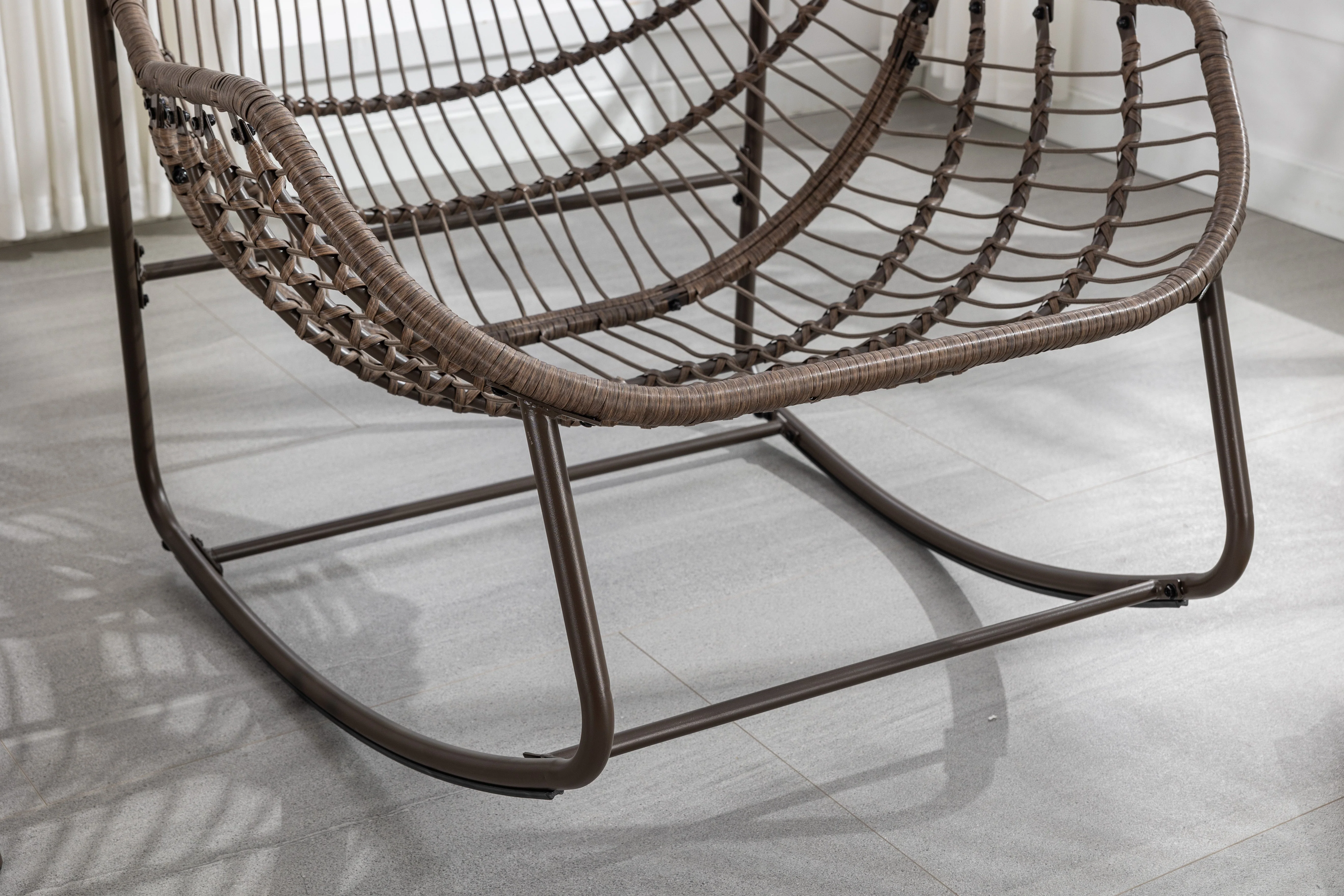 Outdoor Rocking Chair, Oversized Egg Rocker with Gray Wicker - Image 3