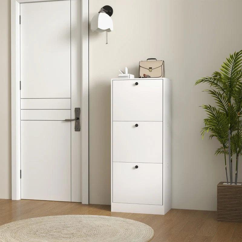 Shoe Cabinet with 3 Flaps, Adjustable Divider, 12 Pairs, White - Image 7