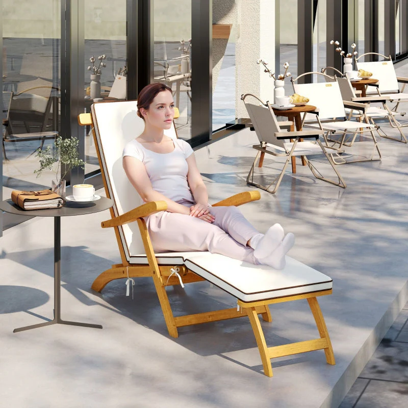 Sun Lounger Folding Garden Lounger with Footrest - Image 3