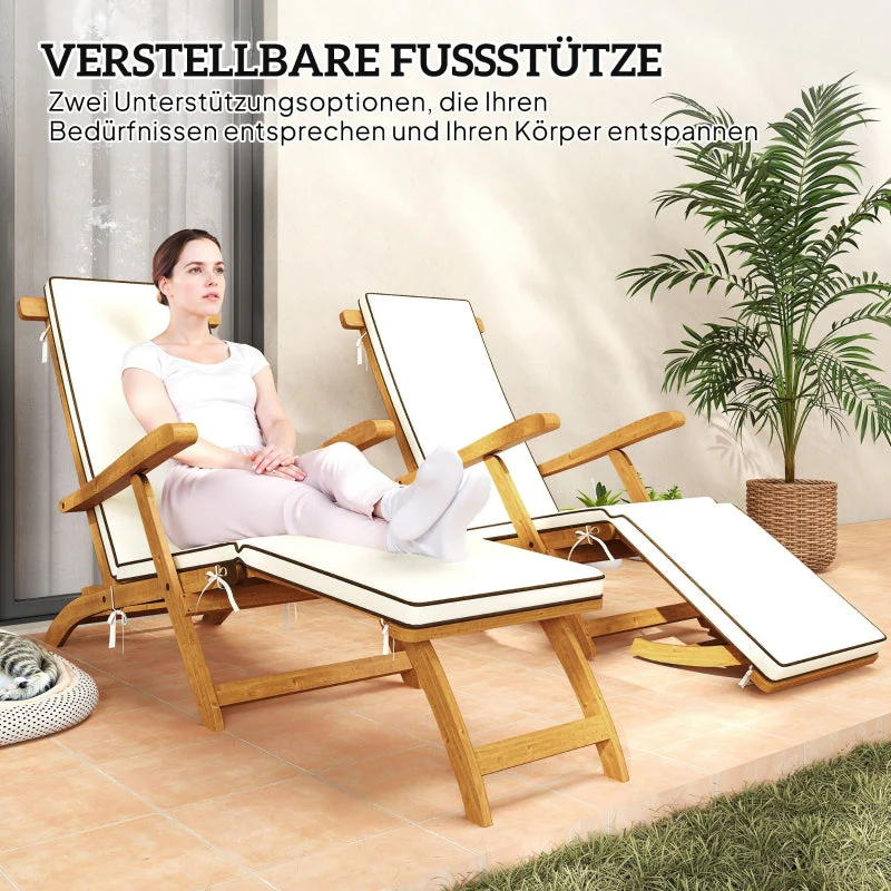 Sun Lounger Folding Garden Lounger with Footrest - Image 5