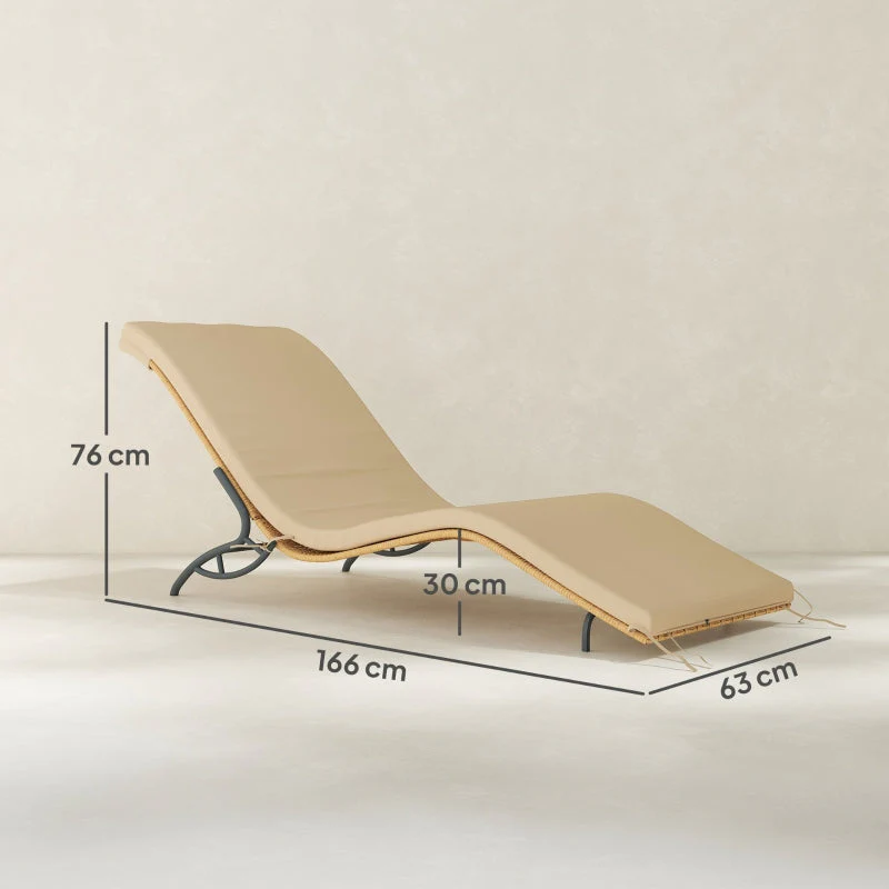 Sun Lounger, Water-Repellent, 120 kg Load Capacity, Polyrattan Beige - Image 3