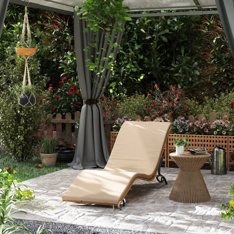 Sun Lounger, Water-Repellent, 120 kg Load Capacity, Polyrattan Beige - Image 7